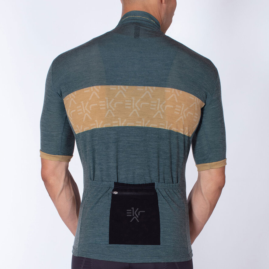 GENEBE SHETLAND JERSEY - SHORT SLEEVE - GREEN/MUSTARD, GREEN, hi-res-1