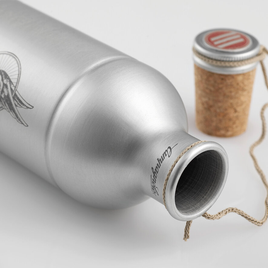 ALUMINIUM VINTAGE WATER BOTTLE, SILVER, hi-res-1