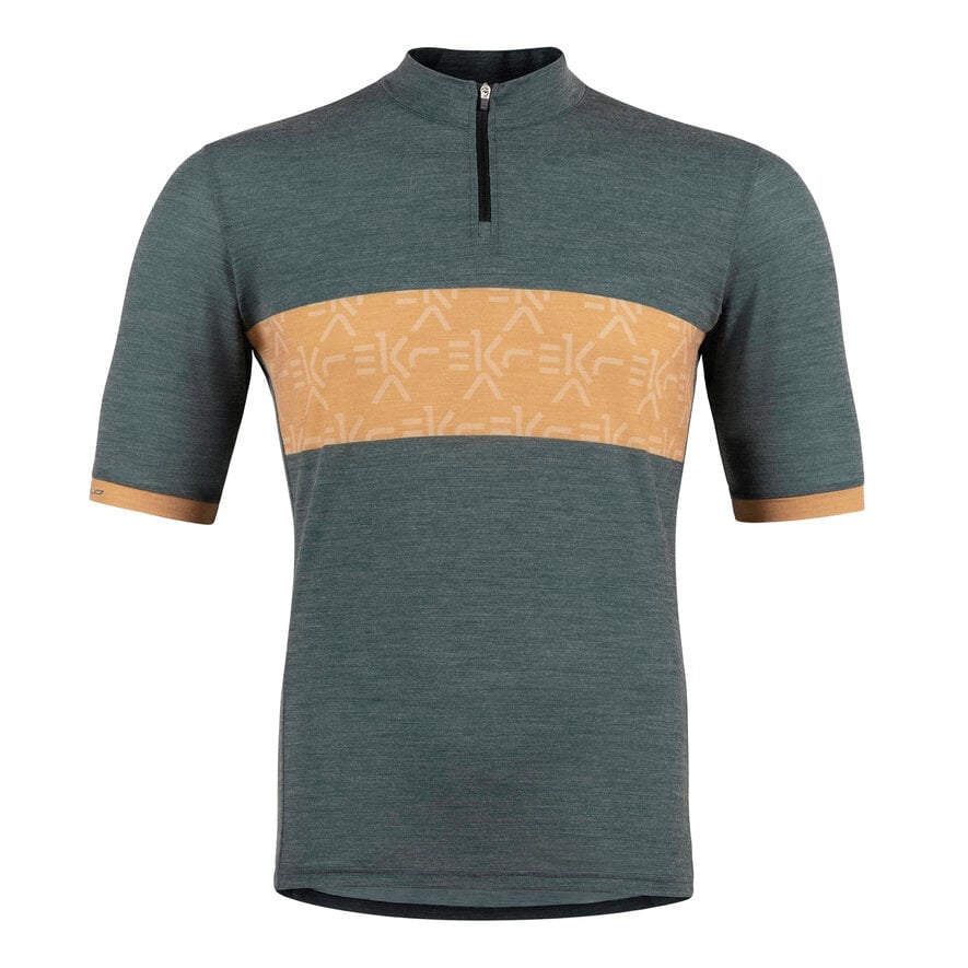 GENEBE SHETLAND JERSEY - SHORT SLEEVE - GREEN/MUSTARD, GREEN, hi-res-1