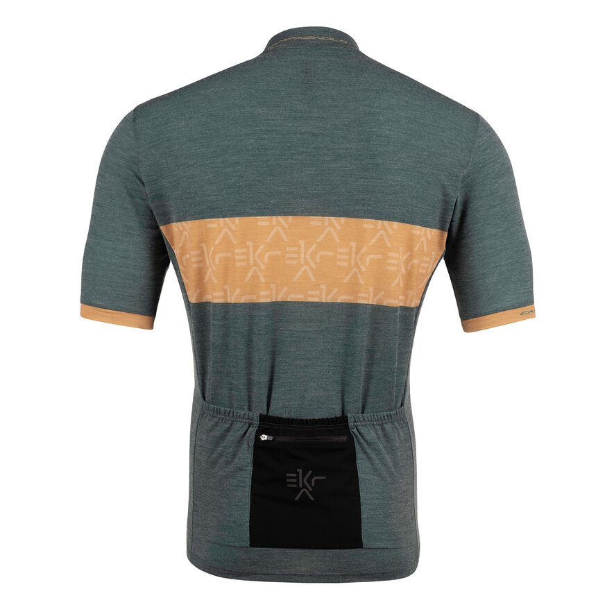 GENEBE SHETLAND JERSEY - SHORT SLEEVE - GREEN/MUSTARD, GREEN, hi-res-1